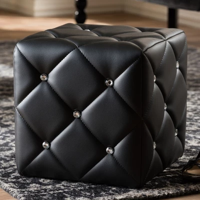 Stacey Modern And Contemporary Faux Leather Upholstered Ottoman - Baxton Studio 2 Stacey Modern And Contemporary Faux Leather Upholstered Ottoman - Baxton Studio - Image 2
