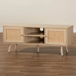 Sebille Wood With Natural Rattan 2 Door TV Stand For TVs Up To 45" Light Brown - Baxton Studio 16 Sebille Wood With Natural Rattan 2 Door TV Stand For TVs Up To 45" Light Brown - Baxton Studio -Baxton Studio GUEST bad1c627 d564 4e7c 8b86 cdb686f59b59