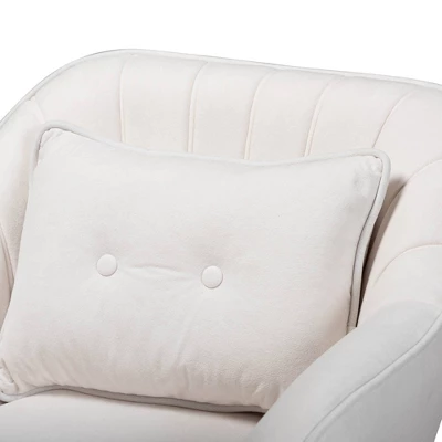 Valentina Velvet Natural Wood Armchair - Baxton Studio 4 Valentina Velvet Natural Wood Armchair - Baxton Studio - Image 4