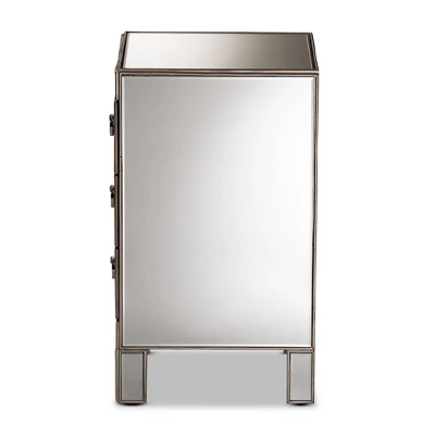 Ewan Mirrored 3 Drawer Nightstand Silver - Baxton Studio 3 Ewan Mirrored 3 Drawer Nightstand Silver - Baxton Studio - Image 3