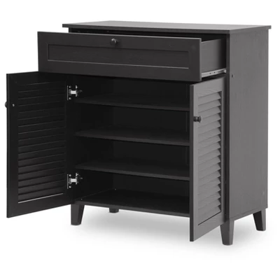 Calvin Shoe - Storage Cabinet - Espresso - Baxton Studio 2 Calvin Shoe - Storage Cabinet - Espresso - Baxton Studio - Image 2