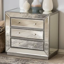 Edeline Hollywood Regency Glamour Style Mirrored 3 Drawer Chest Baxton Studio -Baxton Studio GUEST bbcc1eb0 63eb 4882 9343 f76bf29f5dad