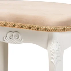 Gabrielle Velvet Fabric Upholstered Wood Vanity Ottoman Sand/White/Gold - Baxton Studio -Baxton Studio GUEST bcfc57a2 f342 49e2 b19f 3b5c03a862f1