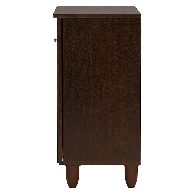 Winda Modern And Contemporary 2-Door Wooden Entryway Shoes Storage Cabinet - Dark Brown - Baxton Studio 3 Winda Modern And Contemporary 2-Door Wooden Entryway Shoes Storage Cabinet - Dark Brown - Baxton Studio - Image 3