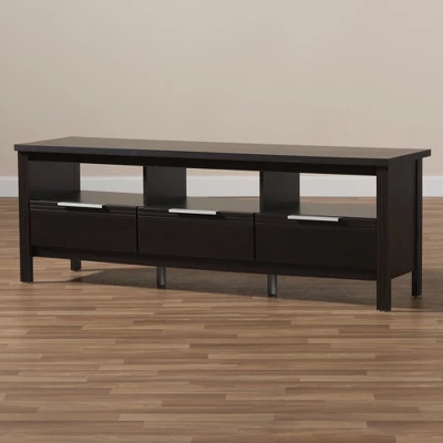 Elaine Modern And Contemporary Finished TV Stand For TVs Up To 60" Dark Brown - Baxton Studio 7 Elaine Modern And Contemporary Finished TV Stand For TVs Up To 60" Dark Brown - Baxton Studio - Image 7