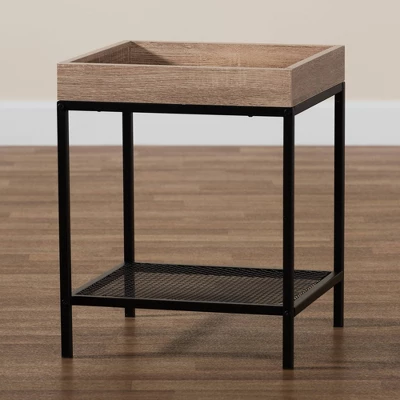 Overton Wood And Metal End Table Oak/Black - Baxton Studio 5 Overton Wood And Metal End Table Oak/Black - Baxton Studio - Image 5