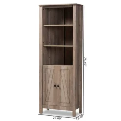 75.4" Derek Wood 2 Door Bookcase Oak - Baxton Studio 15 75.4" Derek Wood 2 Door Bookcase Oak - Baxton Studio -Baxton Studio GUEST be6ff5d6 06d1 413a 886c 6a8bcdc95f6c