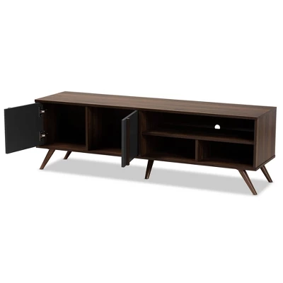 2 Door Naoki Two-Tone Wood TV Stand For TVs Up To 65" Gray/Walnut - Baxton Studio 1 2 Door Naoki Two-Tone Wood TV Stand For TVs Up To 65" Gray/Walnut - Baxton Studio