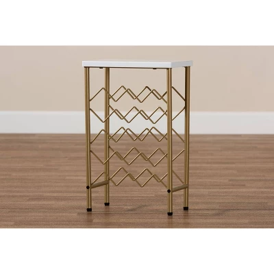 Ramona Metal Wine Rack With Faux Marble Tabletop Gold - Baxton Studio 5 Ramona Metal Wine Rack With Faux Marble Tabletop Gold - Baxton Studio - Image 5