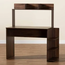 Garnet Wood Desk With Shelves Walnut/Brown - Baxton Studio -Baxton Studio GUEST bf02268a 9e8e 404a 9f53 7e20655746f8