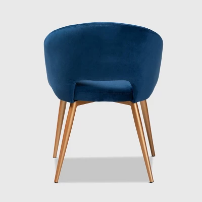 Vianne Velvet Upholstered Metal Dining Chair Navy Blue/Gold - Baxton Studio 3 Vianne Velvet Upholstered Metal Dining Chair Navy Blue/Gold - Baxton Studio - Image 3