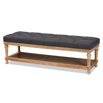 Linda Linen Fabric Upholstered Washed Wood Storage Bench - Baxton Studio 7 Linda Linen Fabric Upholstered Washed Wood Storage Bench - Baxton Studio - Image 7
