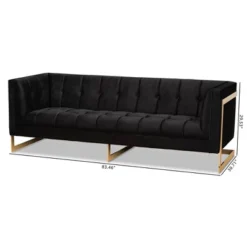 Ambra Velvet Upholstered And Button Tufted Sofa Black/Gold - Baxton Studio 17 Ambra Velvet Upholstered And Button Tufted Sofa Black/Gold - Baxton Studio -Baxton Studio GUEST bfd4c992 1f50 4956 9c67 bbc96e8d2488