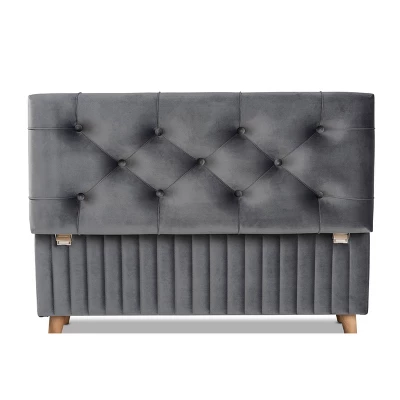 Hanley Velvet Fabric Upholstered And Wood Storage Ottoman - Baxton Studio 5 Hanley Velvet Fabric Upholstered And Wood Storage Ottoman - Baxton Studio - Image 5