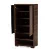 Raina Two-Tone Wood 2 Door Shoe Storage Cabinet Walnut Brown/Black - Baxton Studio