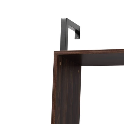 Fariat Walnut Wood And Metal Display Shelf With Desk Brown/Black - Baxton Studio 3 Fariat Walnut Wood And Metal Display Shelf With Desk Brown/Black - Baxton Studio - Image 3