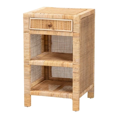 Bella Mahogany Wood And Natural Rattan 1 Drawer Nightstand Natural Brown - Baxton Studio 1 Bella Mahogany Wood And Natural Rattan 1 Drawer Nightstand Natural Brown - Baxton Studio