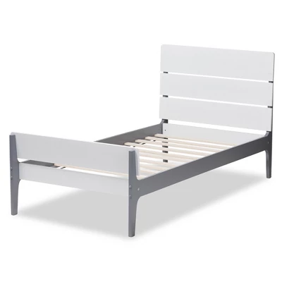 Twin Nereida Modern Classic Mission Style Finished Wood Platform Bed White/Gray - Baxton Studio 2 Twin Nereida Modern Classic Mission Style Finished Wood Platform Bed White/Gray - Baxton Studio - Image 2