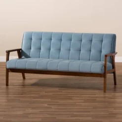 Asta Velvet Upholstered Wood Sofa Light Blue/Walnut - Baxton Studio 14 Asta Velvet Upholstered Wood Sofa Light Blue/Walnut - Baxton Studio -Baxton Studio GUEST c107c9b0 9d30 4087 83ea 1542c4109464