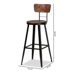 Set Of 2 Kenna Wood And Metal Finished Metal Barstools Brown/Black - Baxton Studio 11 Set Of 2 Kenna Wood And Metal Finished Metal Barstools Brown/Black - Baxton Studio -Baxton Studio GUEST c129c781 9537 4840 868e 81d9a4aa470c