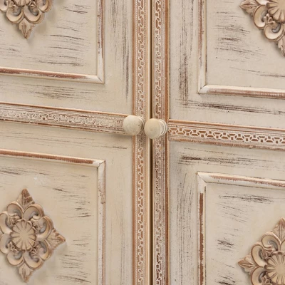 Favian Two-Tone Wood And Metal 2 Door Sideboard Dining Cabinet White/Weathered Brown - Baxton Studio 5 Favian Two-Tone Wood And Metal 2 Door Sideboard Dining Cabinet White/Weathered Brown - Baxton Studio - Image 5