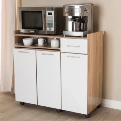 Charmain Modern And Contemporary Light Oak And Finish Kitchen Cabinet White/Brown - Baxton Studio 18 Charmain Modern And Contemporary Light Oak And Finish Kitchen Cabinet White/Brown - Baxton Studio -Baxton Studio GUEST c1a96f47 4355 407f ad5b 3fbdca430b5f