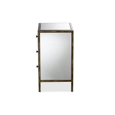 Baxton Studio Nouria Mirrored 3 Drawer Nightstand Bedside Table Silver - BaxtonStudio 1 Baxton Studio Nouria Mirrored 3 Drawer Nightstand Bedside Table Silver - BaxtonStudio