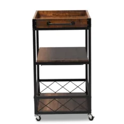 Capri Oak And Finished Mobile Metal Bar Cart With Stemware Rack Brown - Baxton Studio 15 Capri Oak And Finished Mobile Metal Bar Cart With Stemware Rack Brown - Baxton Studio -Baxton Studio GUEST c2483d77 0901 4108 a668 3d5532909de7