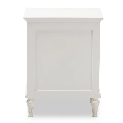 Venezia French - Inspired Rustic Washed Wood 3 - Drawer Nightstand - White - Baxton Studio 4 Venezia French - Inspired Rustic Washed Wood 3 - Drawer Nightstand - White - Baxton Studio - Image 4