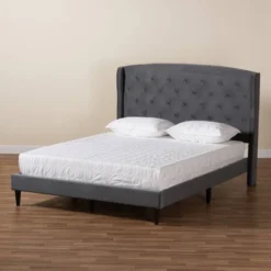 Joanna Velvet Fabric Upholstered And Wood Platform Bed - Baxton Studio 12 Joanna Velvet Fabric Upholstered And Wood Platform Bed - Baxton Studio -Baxton Studio GUEST c283d7c9 cb79 4116 a598 6edbcb59612b