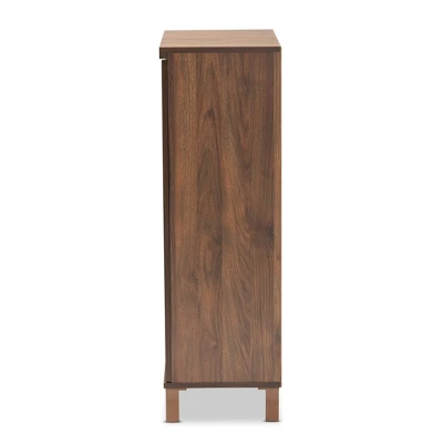Talon Two-Tone Wood 2 Door Shoe Storage Cabinet Walnut Brown/Dark Gray - Baxton Studio 3 Talon Two-Tone Wood 2 Door Shoe Storage Cabinet Walnut Brown/Dark Gray - Baxton Studio - Image 3