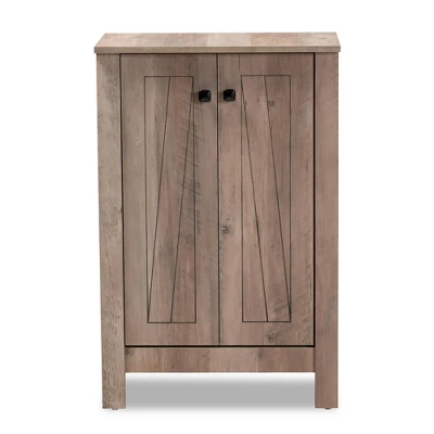 Derek Wood 2 Door Shoe Cabinet-Oak - Baxton Studio 2 Derek Wood 2 Door Shoe Cabinet-Oak - Baxton Studio - Image 2