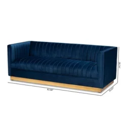 Aveline Velvet Upholstered Finished Sofa Navy Blue/Gold - Baxton Studio -Baxton Studio GUEST c306b450 690f 4378 bb2c a3a7843677fe