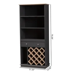 Baxton Studio Mattia And Oak Finished Wood Wine Cabinet Gray/Brown - BaxtonStudio