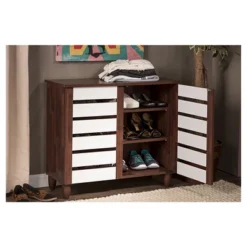 Gisela Two-Tone Shoe Cabinet With 2 Doors Oak/White - Baxton Studio 9 Gisela Two-Tone Shoe Cabinet With 2 Doors Oak/White - Baxton Studio -Baxton Studio GUEST c3472229 a44e 47f5 9574 865416097057