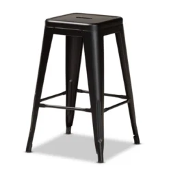 4pc Horton Metal Stackable Counter Stool Set - Baxton Studio