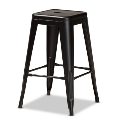 4pc Horton Metal Stackable Counter Stool Set - Baxton Studio 1 4pc Horton Metal Stackable Counter Stool Set - Baxton Studio