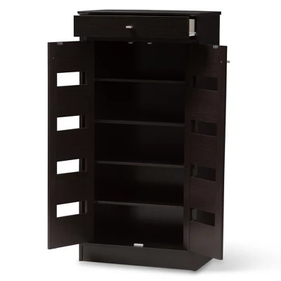 Acadia Modern And Contemporary Finished Shoe Cabinet Dark Brown - Baxton Studio 1 Acadia Modern And Contemporary Finished Shoe Cabinet Dark Brown - Baxton Studio