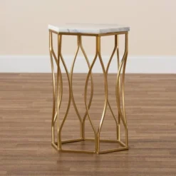 Kalena Metal End Table With Marble Tabletop Gold - Baxton Studio 12 Kalena Metal End Table With Marble Tabletop Gold - Baxton Studio -Baxton Studio GUEST c4b8a082 0dbd 426c a937 c602c52e58e0