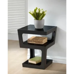 Clara Modern End Table With 3 Tieglass Shelves Black - Baxton Studio 5 Clara Modern End Table With 3 Tieglass Shelves Black - Baxton Studio -Baxton Studio GUEST c4bf1ebc ed46 455a 84c1 69ad1ed6b5c5
