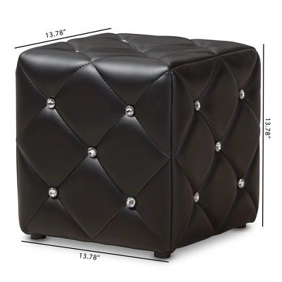 Stacey Modern And Contemporary Faux Leather Upholstered Ottoman - Baxton Studio 4 Stacey Modern And Contemporary Faux Leather Upholstered Ottoman - Baxton Studio - Image 4