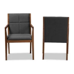 Set Of 2 Theresa Fabric Upholstered Wood Living Room Accent Chair - Baxton Studio