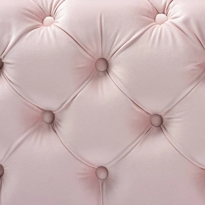 Avara Velvet Finished Button Tufted Ottoman Pink - Baxton Studio 2 Avara Velvet Finished Button Tufted Ottoman Pink - Baxton Studio - Image 2