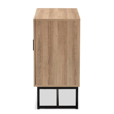 Darien Wood And Metal 2 Door Storage Cabinet Brown/Black - Baxton Studio 4 Darien Wood And Metal 2 Door Storage Cabinet Brown/Black - Baxton Studio - Image 4