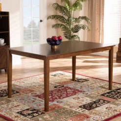 Eveline Rectangular Wood Dining Table Walnut Brown - Baxton Studio -Baxton Studio GUEST c5e1d4a4 6f77 4057 862e b815c252f504