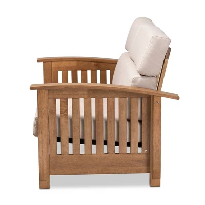 Charlotte Fabric Upholstered Wood 2 Seater Loveseat Taupe/Brown - Baxton Studio 2 Charlotte Fabric Upholstered Wood 2 Seater Loveseat Taupe/Brown - Baxton Studio - Image 2