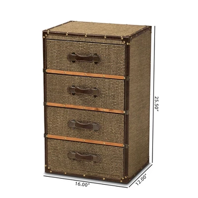 Owen Fabric Upholstered 4 Drawer Accent Storage Cabinet Brown - Baxton Studio 8 Owen Fabric Upholstered 4 Drawer Accent Storage Cabinet Brown - Baxton Studio - Image 8
