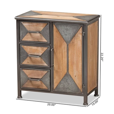Laurel Wood 3 Drawer Cabinet Gray/Brown - Baxton Studio 8 Laurel Wood 3 Drawer Cabinet Gray/Brown - Baxton Studio - Image 8