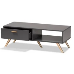 Baxton Studio 25 Kelson Wood Coffee Table Dark Gray/Gold - Baxton Studio