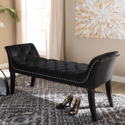 Chandelle Luxe And Contemporary Velvet Upholstered Bench Black - Baxton Studio 6 Chandelle Luxe And Contemporary Velvet Upholstered Bench Black - Baxton Studio - Image 6